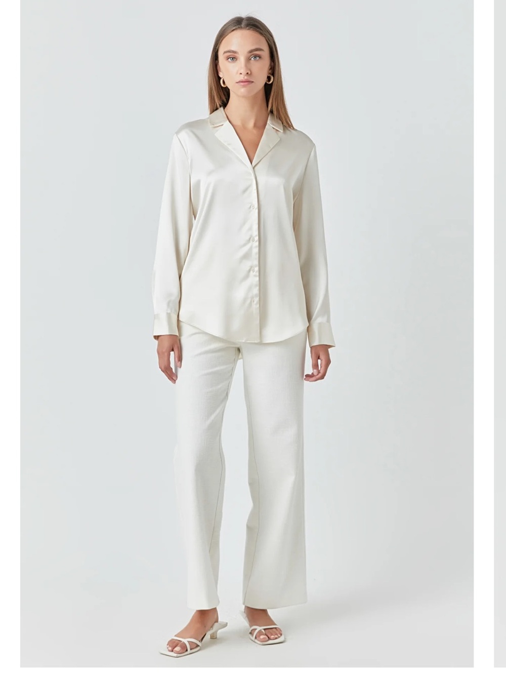 Endless Rose White Silky Over Shirt